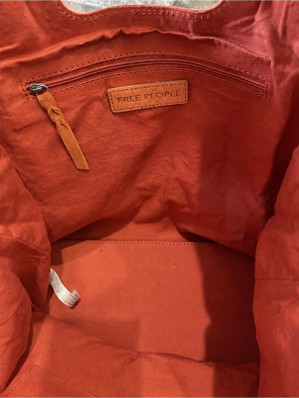 NWT Free People Suede Caravan Tote Red Orange - Picture 4 of 6